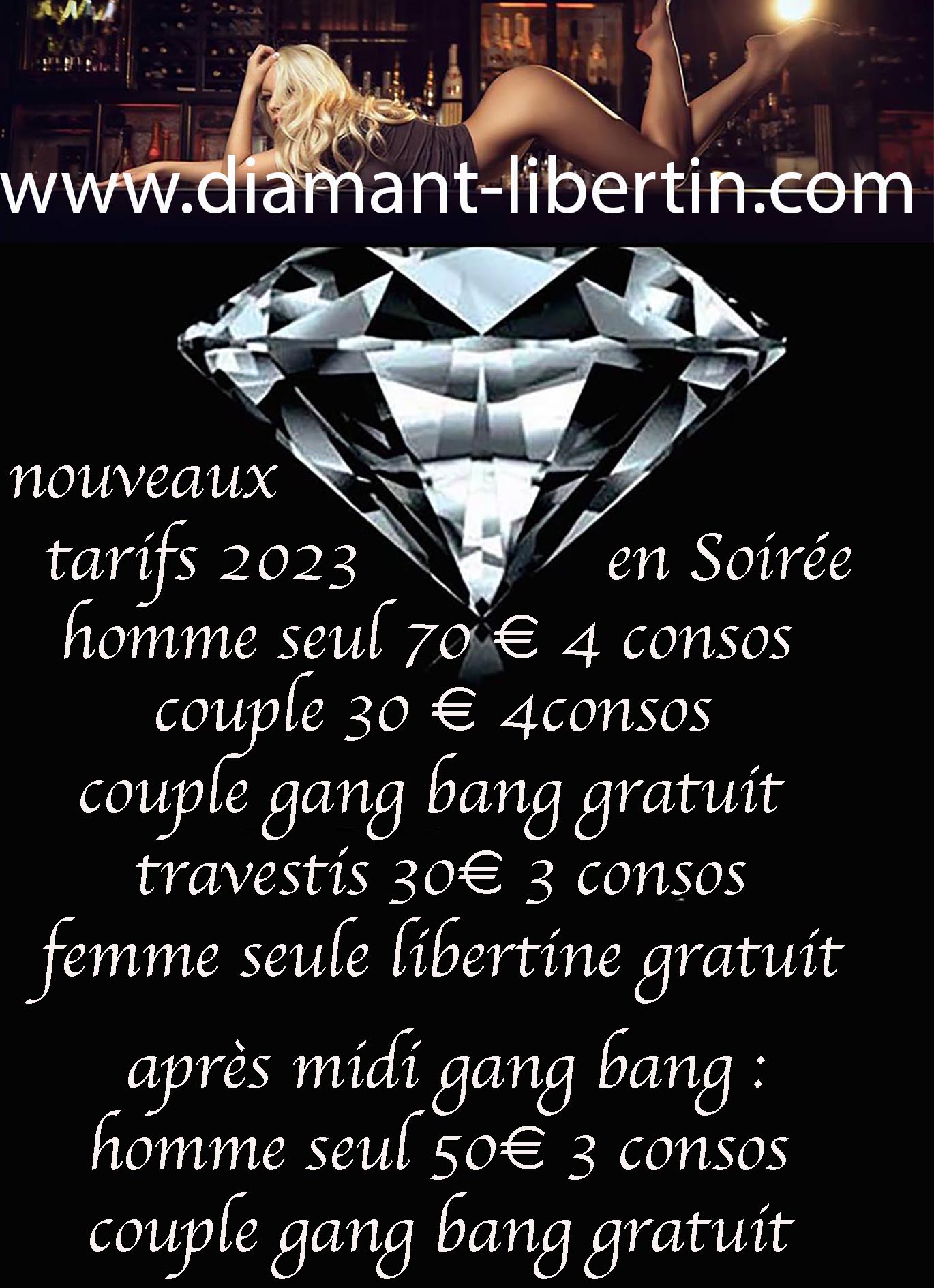 nouveaux tarifs 2023  - Diamant Libertin