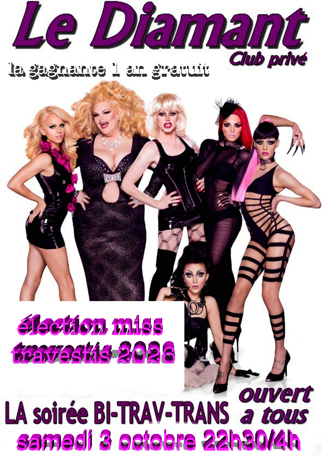 samedi 3 soirée mixte élection miss travestis  - Diamant Libertin
