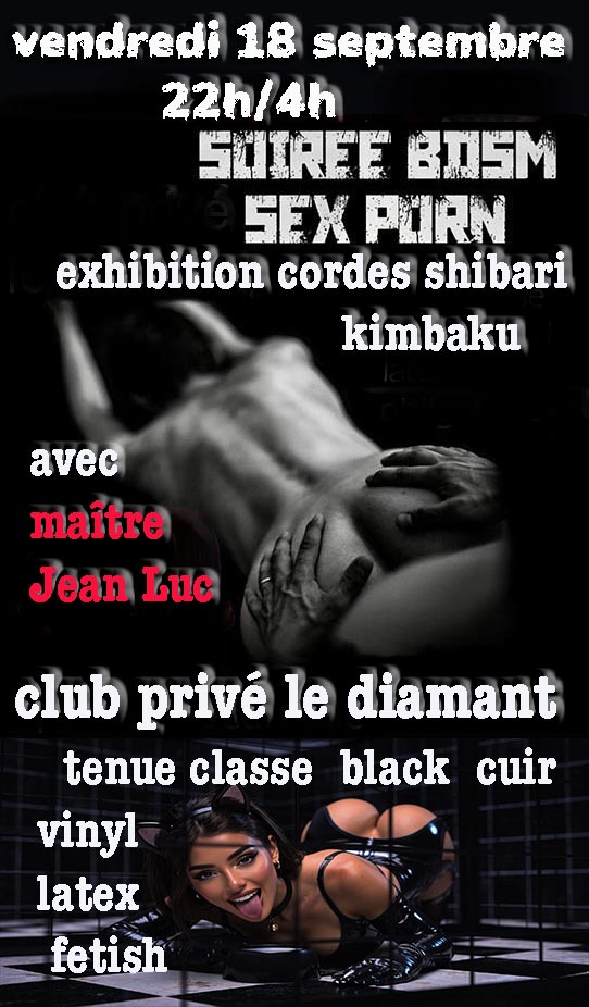 vendredi  18 soirée mixte  SM / BDSM / Fétichiste  - Diamant Libertin
